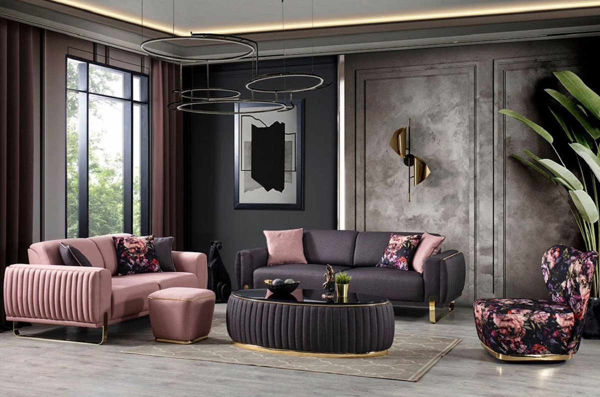 Casa Padrino Luxus Sessel Schwarz / Mehrfarbig / Gold - Moderner for Bilder Für Wohnzimmer Modern