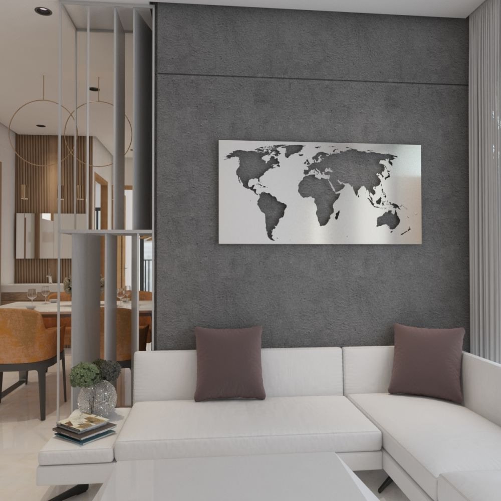 Wandbild Mondo - Weltkarte Aus Edelstahl |Marke: Beguja | Online within Weltkarte Wohnzimmer
